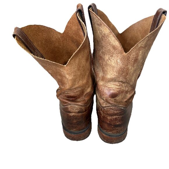 Justin Bent Rail BR734 Men’s 9.5D Brown Distressed Leather Western Cowboy Boots